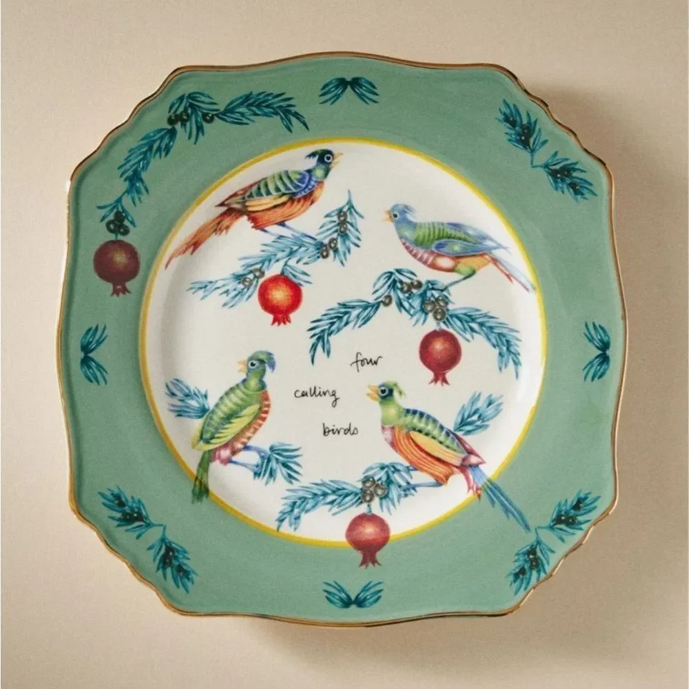 Anthropologie Lou Rota 12 Days of Christmas Dessert Plate New in Box